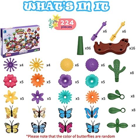 CHIGUANG Flower Building Toys,2-7 Year Old Toddlers Kids(224 PCS) - Prefect Toys Gifts, Garden Toys Art Flower Arrangement Gift, Girls Boys Early Educational Learning STEM Toys Stacking Game 4 51HRNs3ltTL. AC