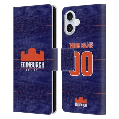 Coque en cuir à portefeuille pour iPhone 16 Plus finition Edinburgh Rugby soignée