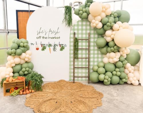 Uiuyfrr Fresh Off the Market Arch Backdrop Cover Set 2 Spandex Fabric Arch Covers for Bridal Shower Farm Wedding Bachelorette Party Decoration (Vegetable Plaid,6FT/5FT) — view 6