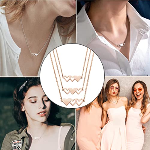 Image of Sunflower Jewellery Friendship Necklace for 3 4 Stainless Steel Heart-Shaped Necklace /Bracelet Three Hearts Composed of Friendship Necklace /Bracelet, Gifts for Friends