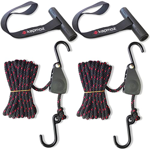 Kayak tie Down Straps Bow and Stern tie Downs Loops Strap Ratchet Rope Canoe Pulley Hanger Anchor Point Tying Kits