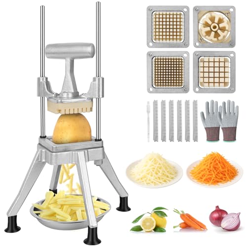 Commercial Vegetable Chopper Dicer w/3 Replacement Blades Onion Dicer Commercial Heavy Duty Vegetable Fruit Chopper Stainless Steel French Fry Cutter