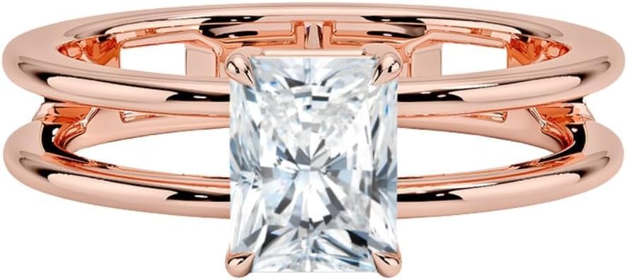 1-5 CT Radiant Cut Moissanite Engagement Ring Colorless VVS1 10K 14K 18K Solid Gold & 925 Sterling Silver Solitaire Moissanite Enagement Ring Valentine Gift For Women