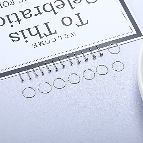 ORAZIO 100 PCS Nose Rings For Women Men Nose Hoops L Shaped Screw Bone Nose Studs Ring Stainless Steel Nose Piercing Jewelry 1.5mm 2mm 2.5mm