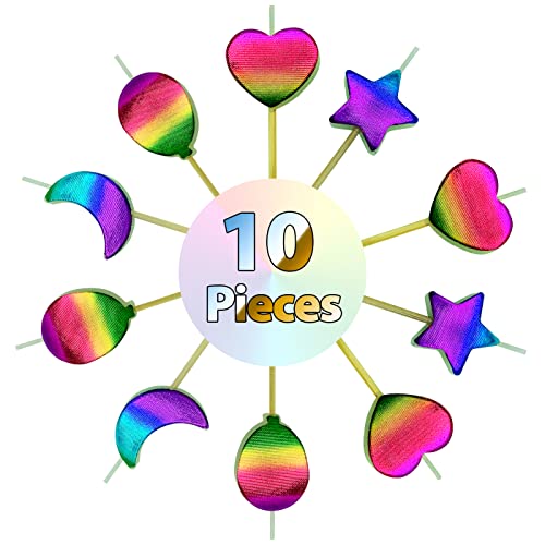 Number Candles Rainbow For Happy Birthday Cake Numbers Candle Cakes Topper Decorations Toppers Gift Wedding Party 1St First Glitter (Heart,Star,Moon,Balloon, Rainbow) #TOP1