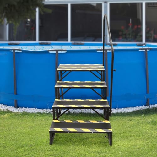 Escalera de 4 pasos con barandales para piscina y hogar miniatura 6