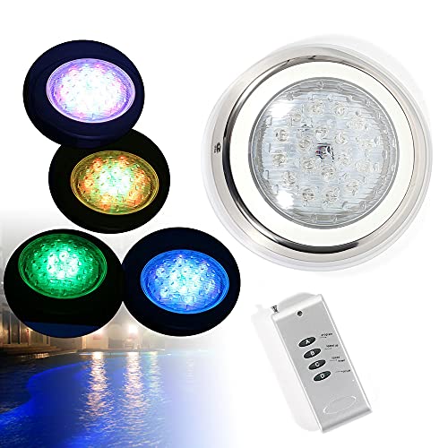 GMSLuu Illuminazione per piscina, subacquea, illuminazione a LED, 54 W, RGB, luce subacquea, luce impermeabile, 1,5 m, cavo con telecomando, sette colori AC12 V