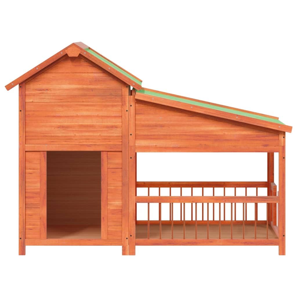 Festnight Caseta para Perros de Madera 143x60,5x109 cm Casa para Mascotas Refugio para Perros con Techo Asfáltico Impermeable Perrera Madera Balcón para Interior Exterior Natural
