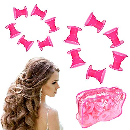 FOGAWA 30 Pcs Bigoudis en Silicone Rouleaux de Cheveux Magiques Magique Curleur Coiffure Outil avec un Sac de Rangement Rose pour Femmes Filles