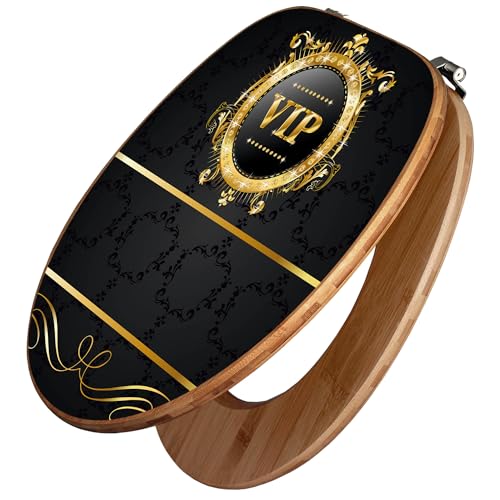 banjado Design WC Sitz Bambus 45x37,5cm / Toilettendeckel Holz/hochwertiger Toilettensitz/Bambus-Toilettendeckel für alle gängigen Toiletten - VIP