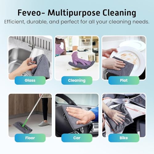 Image of FOVEO Microfiber Cloth 350 GSM - 40x40 cm, (Grey) | Ultra-Soft, Lint-Free & Streak-Free Towels for Car, Bike, Interior & Exterior Detailing, Polishing & Washing (Pack of 4)