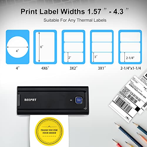 Beeprt Bluetooth Shipping Label Printer - Wireless 4X6 Thermal Label Printer For Shipping Packages, Desktop Label Printer Compatible With Shopify, Ebey, Amazon, Etsy, Fedex, Ups, Small Business #TOP4