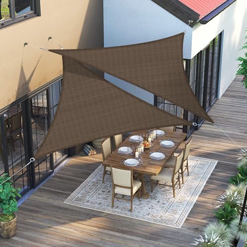 Awnpro 2' x 4' x 4.5' Brown Right Angle Triangle Shade Sail Awning with Mounting Kit Shade Sail Outdoor Patio Garden Backyard Sun Protection Awning