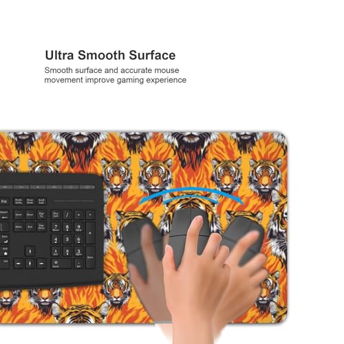 Tapis de souris de jeu grand format tigre feu pour PC