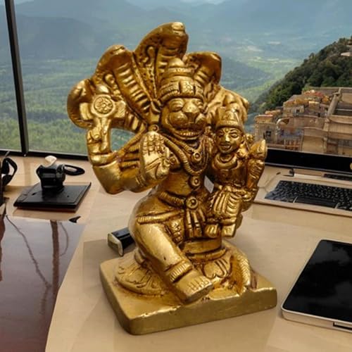 Estatua de Bronce Narasimha Lakshmi 3.25 pulgadas, 360 gramos miniatura 2