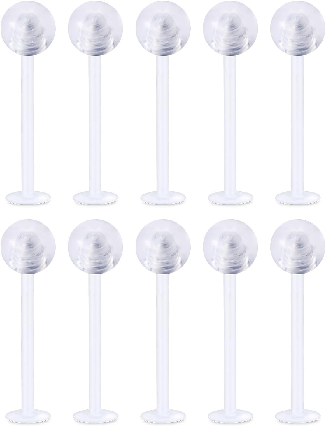 16G 14G Clear Plastic Cheek Dimple Tongue Rings Piercing Rtainer for Surgery Flexible Bioflex Extra Long Lip Labtert Monroe Medusa Rings Studs for Women Men 16mm 19mm