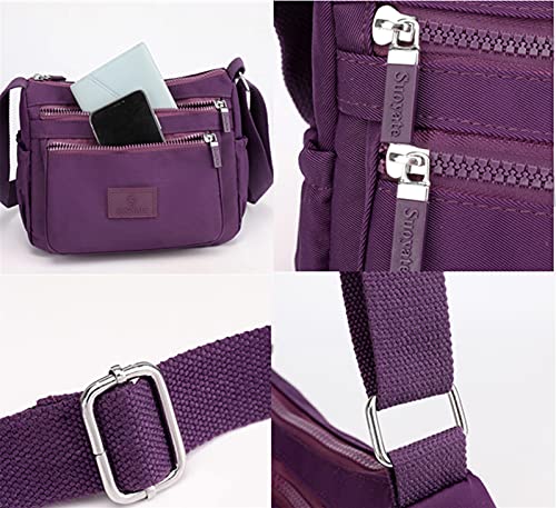 Vrouwen Multi-Pocket Casual Schoudertassen Waterdichte Nylon Crossbody Handtassen, Grijs