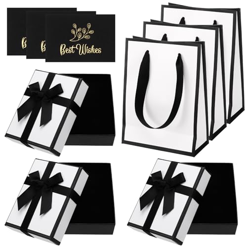 3 Set Jewellery Gift Box Gift Bag and Greeting Card Small Gifts Bag Box With Bow-knot For Rings Earrings Necklace Bracelet Jewellery