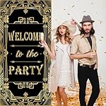 Welcome to The Party Door Banner Decor: Roaring 20s Gatsby Theme Party Decorations - Jazz Style 1920s Door Cover for Retro Birthday Retirement Movie Night New Year Bachelor Event Supplies - Image 2