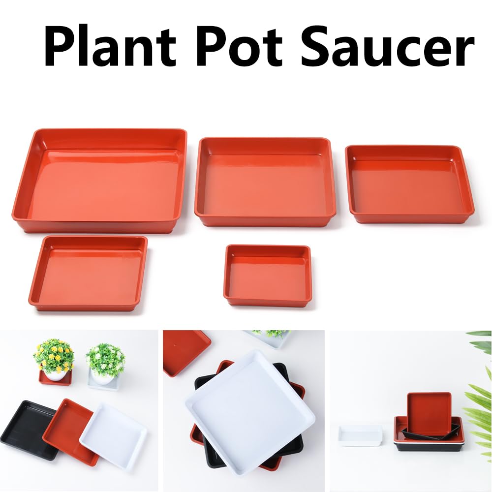 4Pack Plant Saucer Plastic, 22.2mm Square Plant Pot Saucer Trays, Home Garden Ornaments Square Plastic Plant Pot Saucers - Image 4