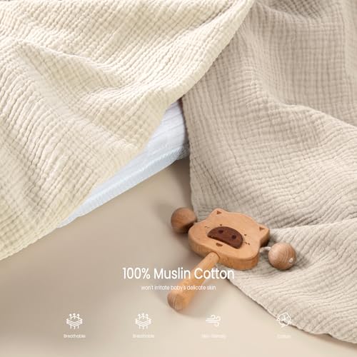 Image of lulumoon Muslin Bassinet Sheets for Baby: Soft Bedside Sleeper Bassinet Fitted Sheets for Boys and Girls
