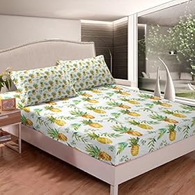 Pineapple Bed Sheet Set Queen Size Tropical Fruit Print Fitted Sheet for Kids Boys Girls Decor Fresh Pineapple Pattern Bedding Set Microfiber Leaf Bed Cover Deep Pocket Green Bed Set 51HRQiCLz5L. SS280