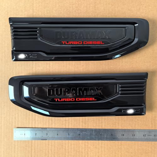 Image of 2pack OEM 2019-2026 Duramax Truck Turbo Vent Emblem Right Left 3D Nameplate Badge Replacement for Sierra 1500 86532091 (Gloss Black Red)