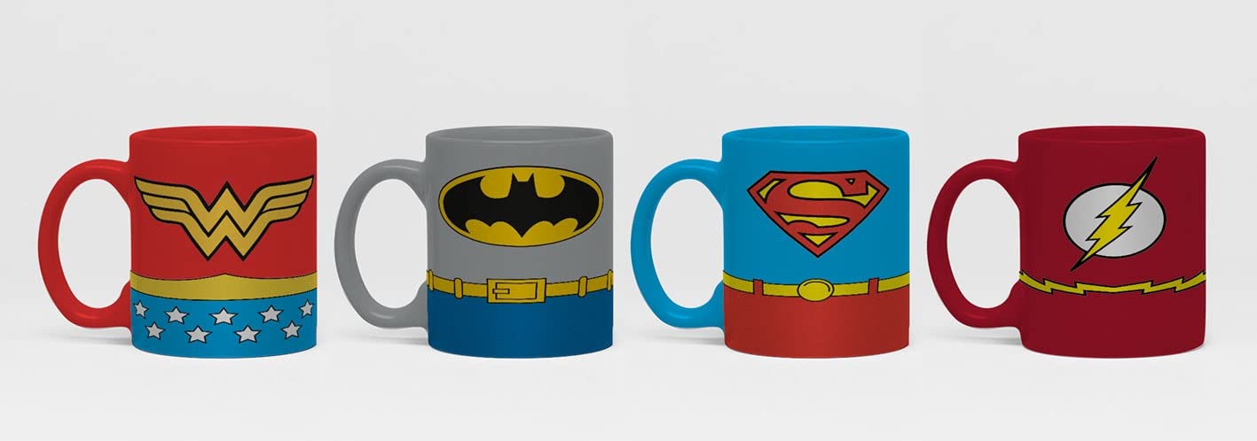 Gb Eye Multicoloured Dc Comics Uniforms Set Of 4 Espresso Mugs