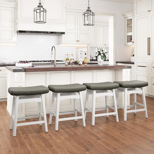 Image of PHI VILLA Counter Height Bar Stools Set of 4, Solid Wood Barstools
