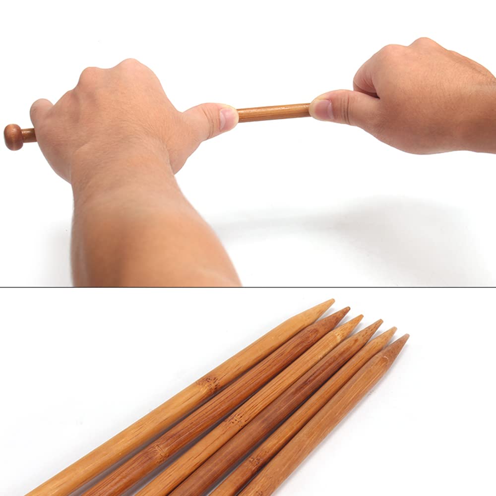 Juego de 36 agujas de tejer con 18 tamaños de agujas de tejer de bambú de una sola punta de 2 mm a 10 mm, para hilo de tejer con manta de suéter, bufanda, 25 cm