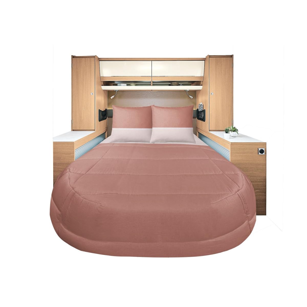INCASA Prêt à Dormir All Seasons Lyocell et Percale Terracota 140 x 190 cm lit Central