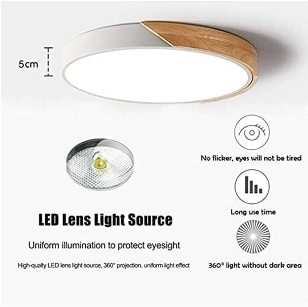 Lampa sufitowa z połowy wieku, oprawa sufitowa, ultra cienka okrągła lampa sufitowa LED, kolorowa nowoczesna lampa sufitowa z drewnianym wzorem, montaż podtynkowy, CE