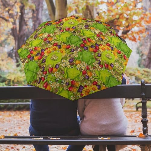 Parapluie pliable grenouille coupe-vent et robuste à ouverture manuelle