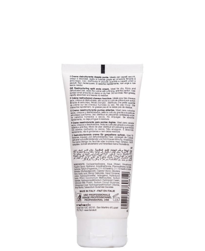 Fanola Restructuring Leave In Hair Cream for Split End Repair - Anti Frizz Hair Styling Cream for Dry & Dehydrated Strands - Seals Cuticle & Prevents Split Ends - Hydrating & Non-Greasy (3.38 Fl oz)