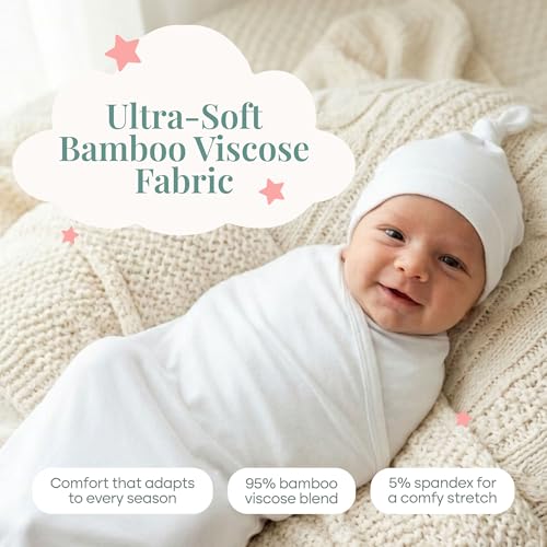 Image of Caden Lane Baby Swaddle & Receiving Blanket, Soft, Breathable & Temperature-Regulating Bamboo Viscose Fabric for Swaddling Newborns, Gender Neutral Infant Blanket for Boys & Girls, Lace White