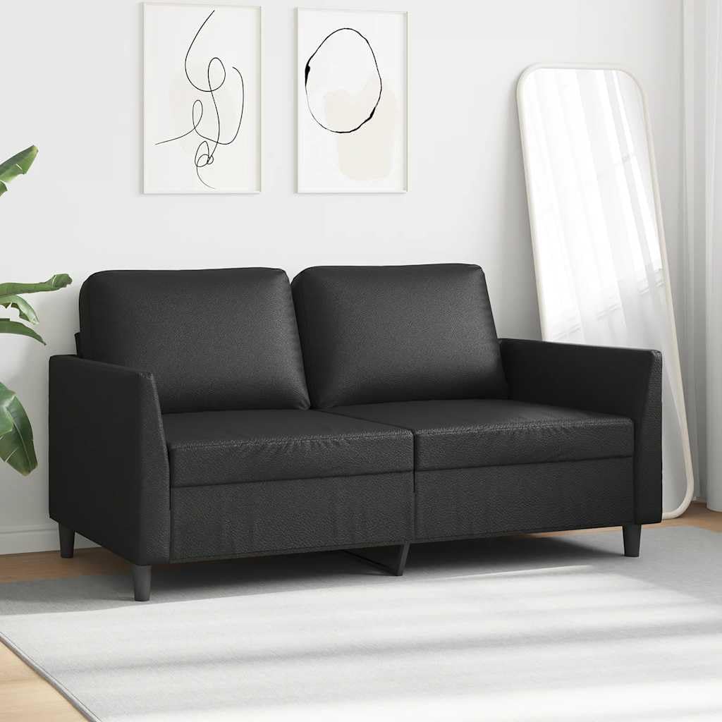 Canapé 2 places en cuir synthétique noir 160 cm Canapé rembourré en