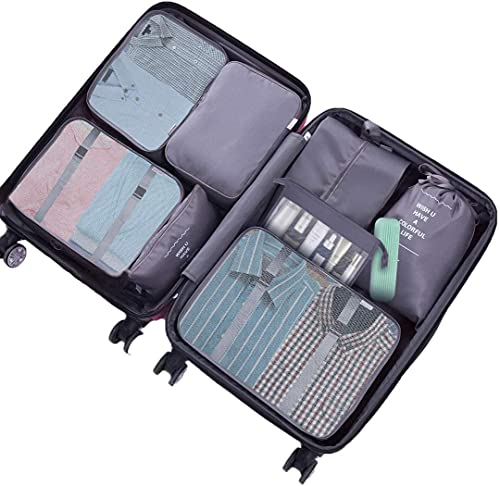 Packing Cubes for Suitcase,Geediar 9 PCS Travel Luggage Packing Organizers Waterproof Travel Essentials Bag Clothes Shoes Cosmetics Toiletries Storage Bags(a-Grey) - Image 3