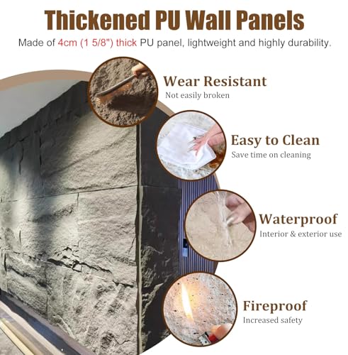 Kit de Revestimiento de Pared Decorativo 3D, Revestimiento de Pared de Piedra de PU para hogar, Pasillo, Cocina, Restaurante y Bar.