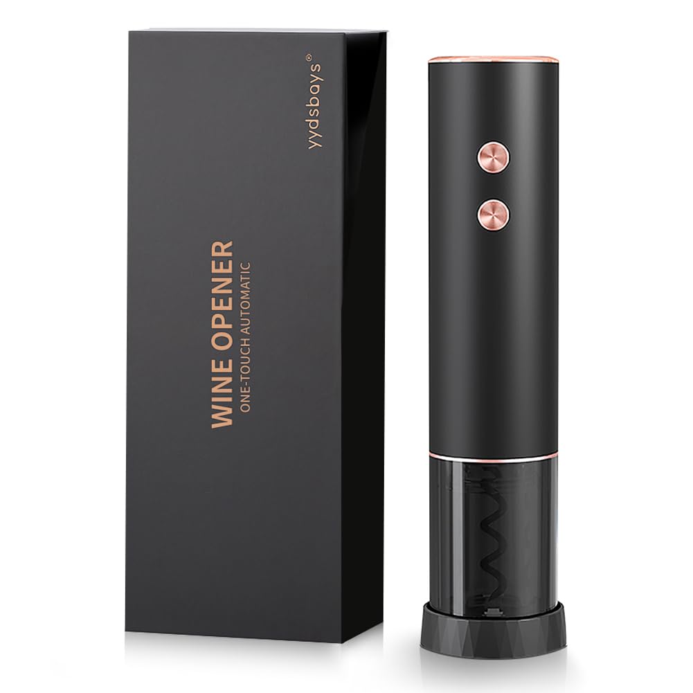 YYDSBAYS Electric Wine Bottle Opener Automatic Corkscrew Professional for Wine Lovers Luxury Gift (Gold, Opener with Foil Cutter, Gift Box, Rechargeable)