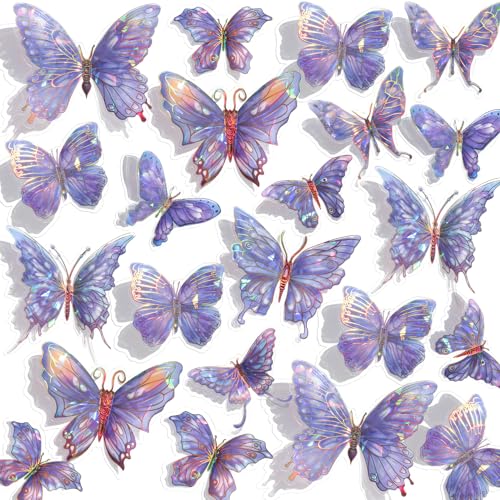 3D Butterfly Wall Decor - 50PCS Removable PVC Butterflies Wall Stickers- Multi-Size (2.8'-3.9')- DIY Removable Wall Art Decal for Kids Room, Nursery,...