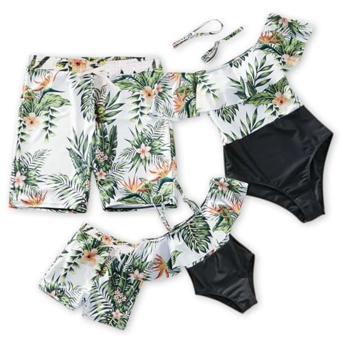 IFFEI Mommy and Me Swimsuits One Piece Monokini Bathing Suits Pattern Printed Family Matching Swimwear