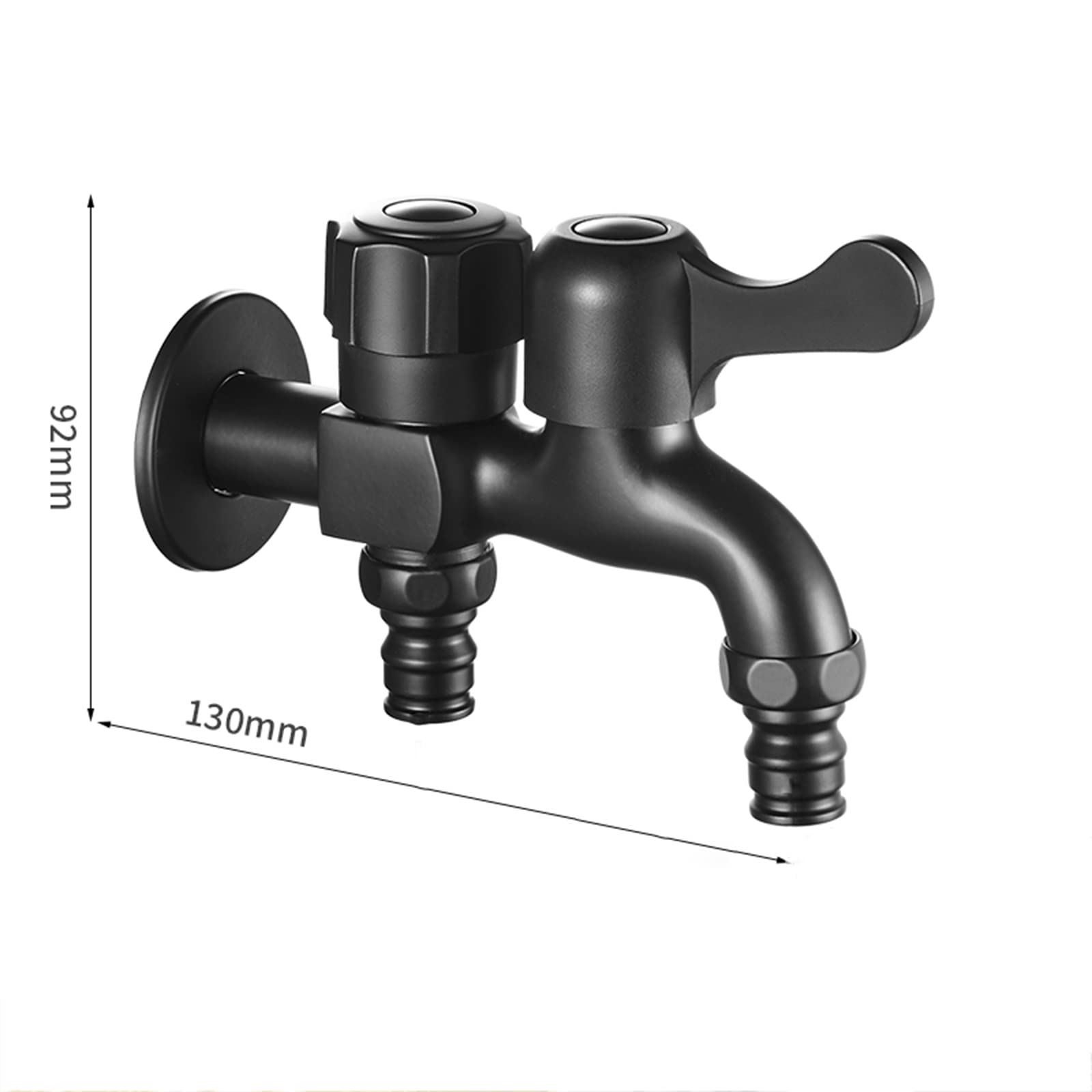 ISCBAFYX Grifo para Lavadora, válvula desviadora Negra de una Entrada y Dos Salidas, grifos de latón Dobles de 1/2 para Exteriores para Fregadero de fregona, B(Black A)