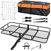WEIZE Folding Hitch Mount Cargo Carrier Basket 60" x 20" x 6" with Waterproof Bag, Net, Strap, 2-Inch Folding Shank, 500 lbs Capacity Hitch Rack, Steel Construction