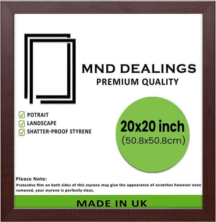 MND Dealings | MDF Picture Frame (50 x 50 CM) 50 x50 cm for Posters, Certificates & Wall Décor, Ideal for Home, Office, Elegant Frames with Hanging Hooks [ Mahogany ]