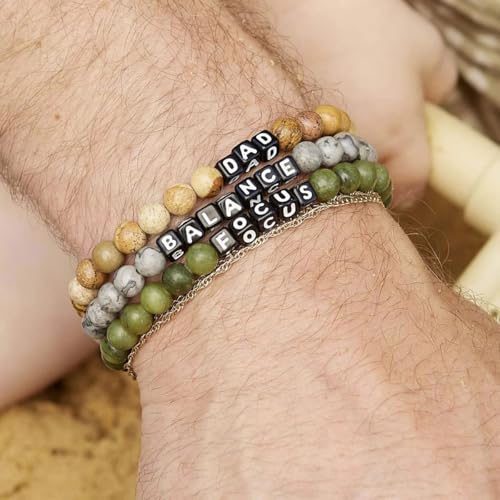 Dad Bracelet, The Original Word Bracelet, Made with Jasper Stones and Plated Brass Hardware, Handcrafted Design & Positive Message, Size L/XL3
