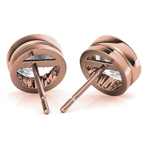 10K Solid Rose Gold Handmade Moissanite Earring 4 Tcw Round Cut Diamond Stud Earring Solitaire Anniversary Earring Engagement Birthday Promise Gifts For Women, Push Back #TOP2