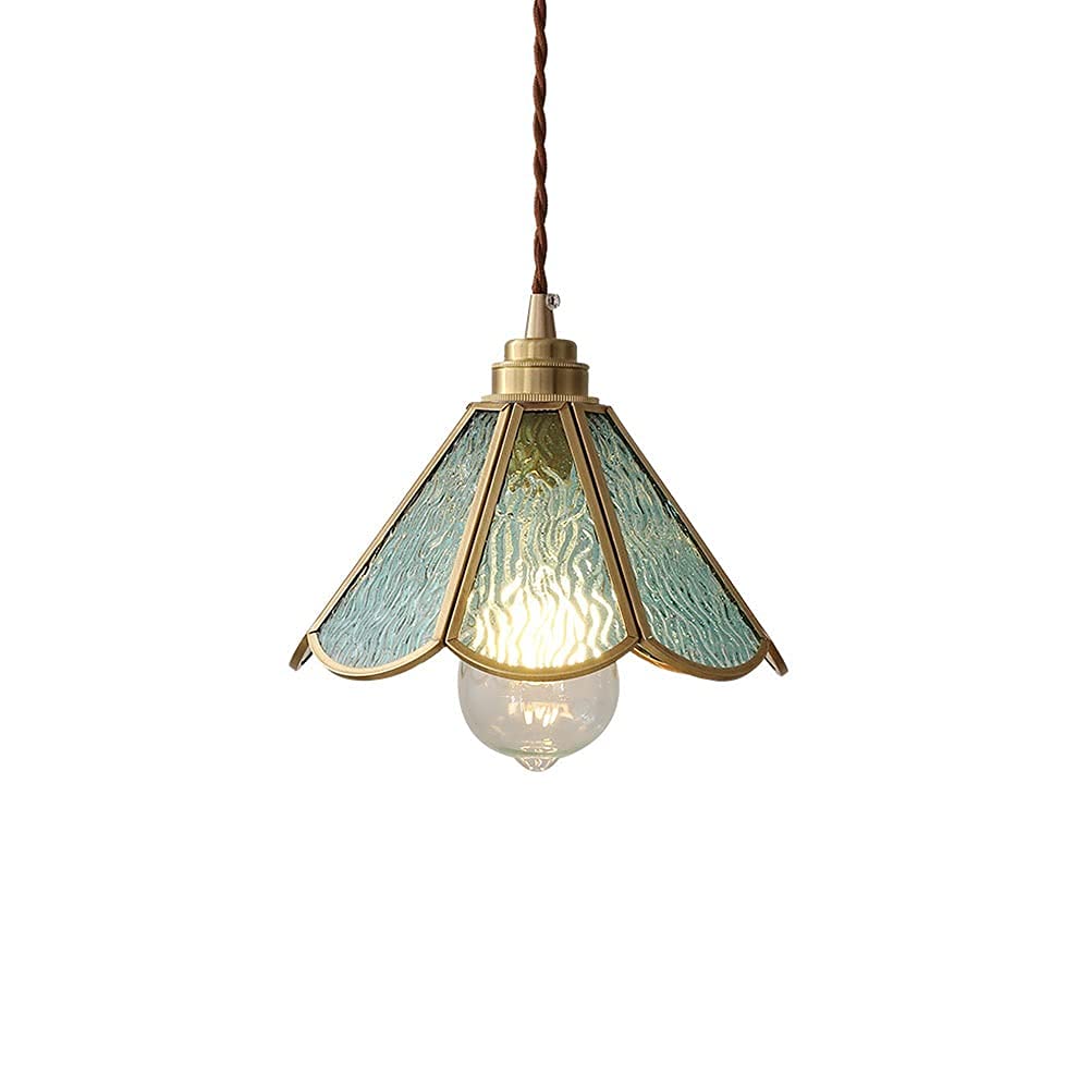 Lámpara colgante verde retro con pantalla de vidrio esmerilado mini
