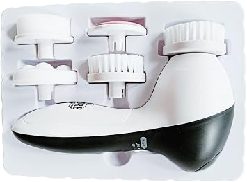 Electric Facial Kit - Waterproof Cleansing Spin Brush Set with 5 Exfoliating Brush Heads - Cleanser - Rotating Spa Massage - Gentle Exfoliation and Deep Scrub Skin Care Barbers & Aestheticians