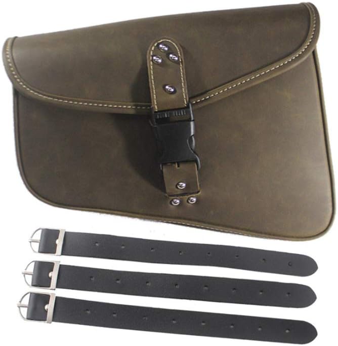 Motorcycle Vintage Retro PU Leather Left Side Saddlebag Luggage Bag Harley Sportster XL 883 Tea