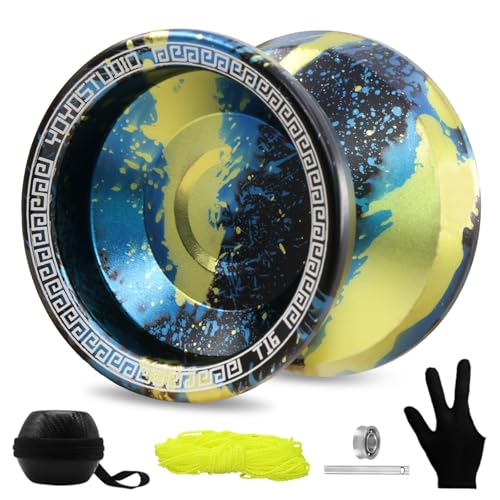 YOYOSTUDIO Professional Metal Yoyo T16 - Dual Mode Responsive/Unresponsive Trick Yoyo for Kids 8-12 & Adults - Complete Beginner Kit with Strings, Cas